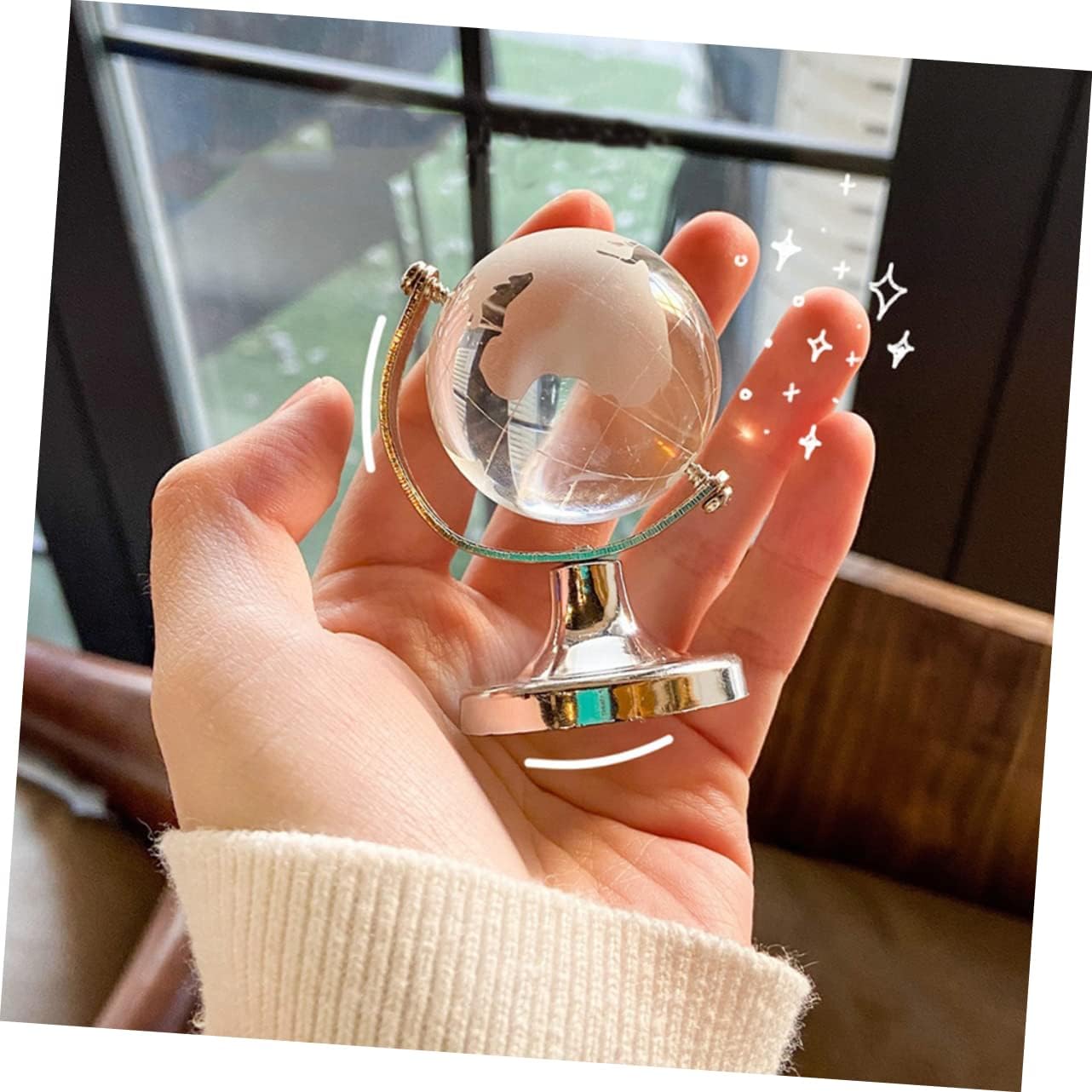 VICASKY 2pcs Globe Decor Creative Globe Model for Home Smooth Touch Transparent Design Tabletop Ornament