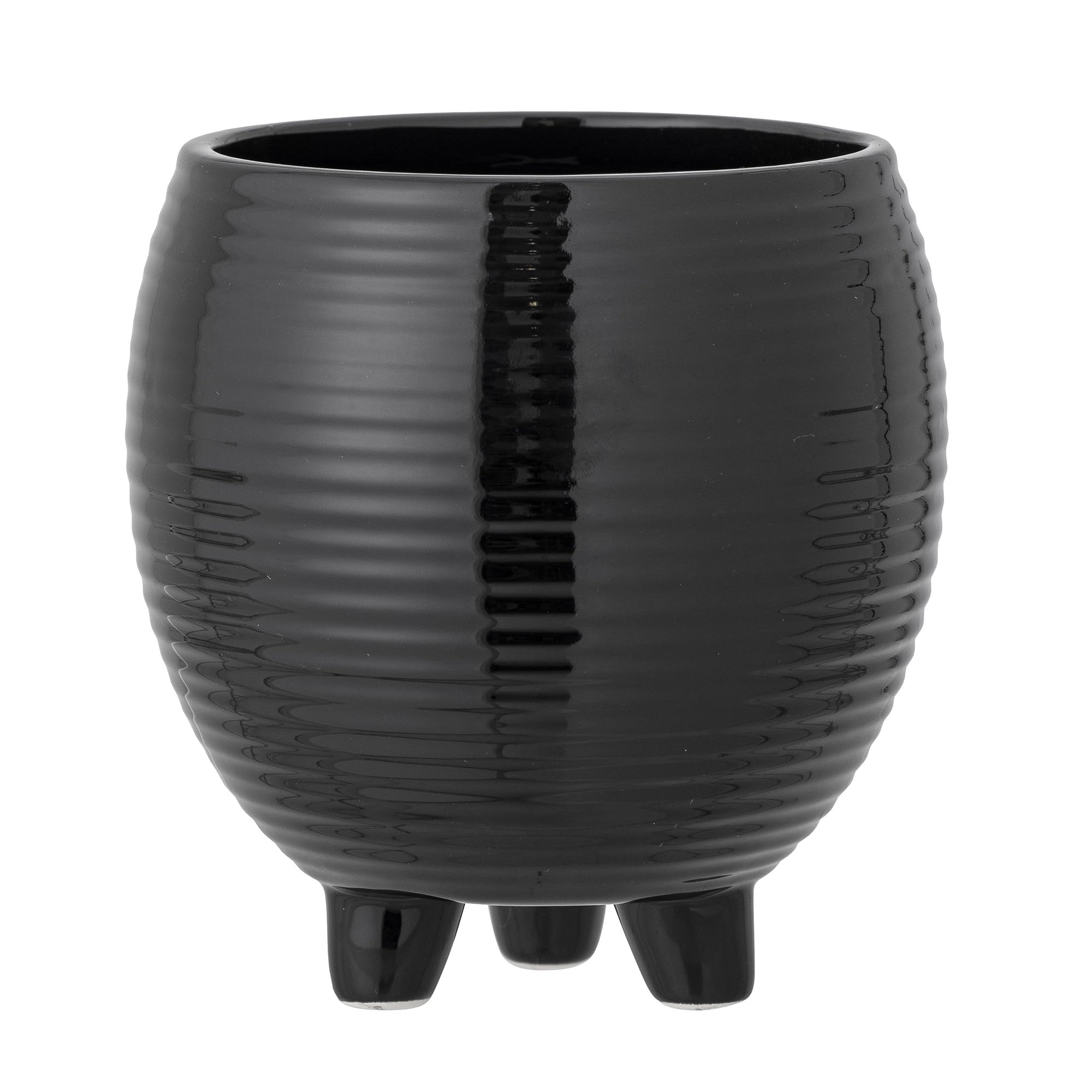 Pot de fleurs noir céramique Arnel grand contenant design pour plante verte