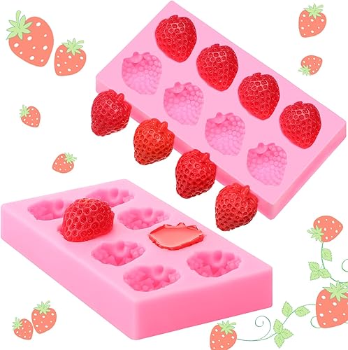 Molde de fresa de silicona 3D para cupcakes y fresas para bricolaje, decoración de pasteles, galletas, chocolate, azúcar, polímero, arcilla,