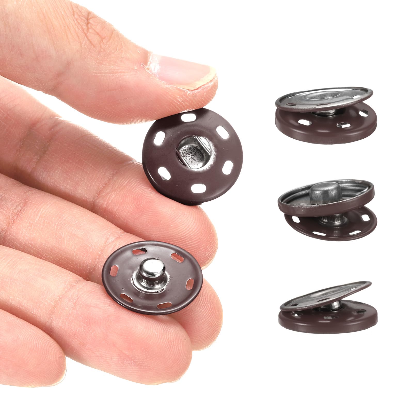 HARFINGTON Juego de 5 botones a presión de metal de 19 mm para coser a presión para cierre, bolso, ropa, costura, manualidades, color café