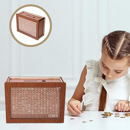 Miniatura 4 de Alipis Alcancía de madera para adultos, banco de dinero de madera con caja de dinero de ahorro, banco de monedas con contador para fondos de