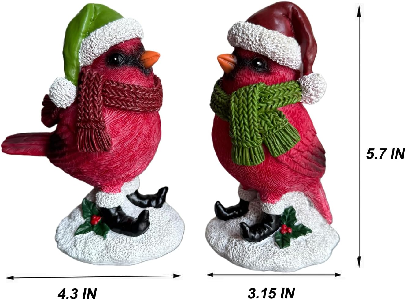 Cardinal Christmas Decorations Figurine, Red Birds Christmas Figurines Table Centerpiece Decorations for Home, Cardinal Gifts Indoor Outdoor Holiday Tabletop Mantel Ornament