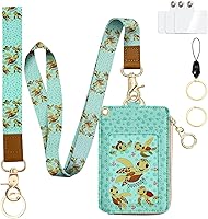 Vista 17 de bolimoss Cordón con cartera, funda de identificación con cremallera y cordón, soporte para credencial, cartera con cordón para mujer, cartera