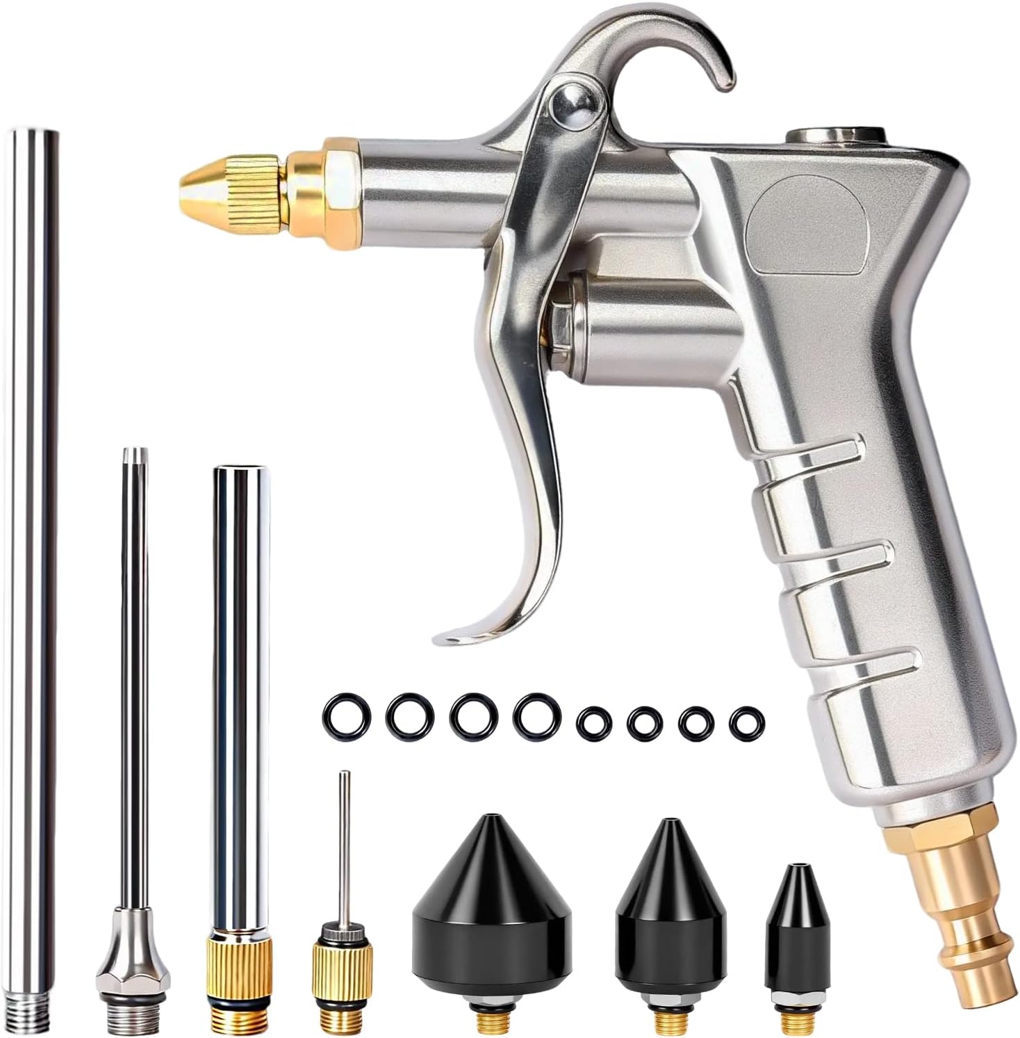 19 PCS Compact Lightweight Air Blow Gun Kit | Extension Wands & Quick Fittings for Dust Removal, Car Cleaning and Inflation