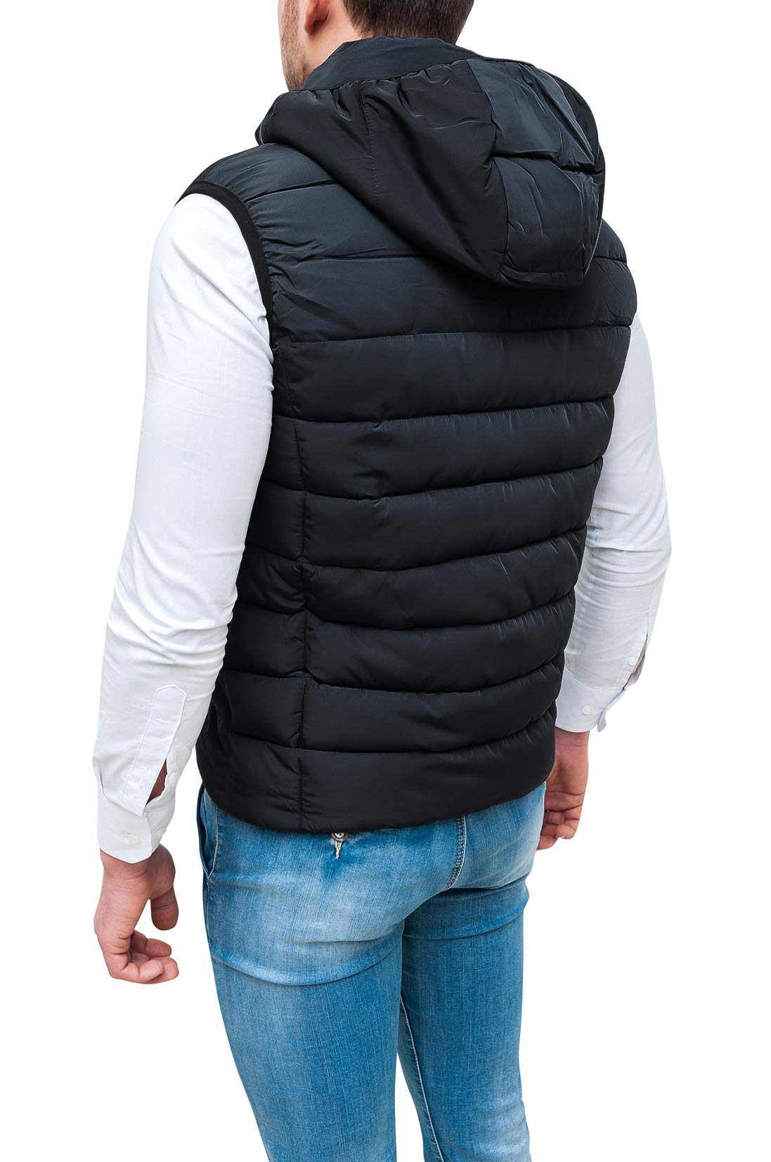 Evoga Giubbotto Piumino Uomo Slim Fit Bomber Gilet Smanicato con Cappuccio
