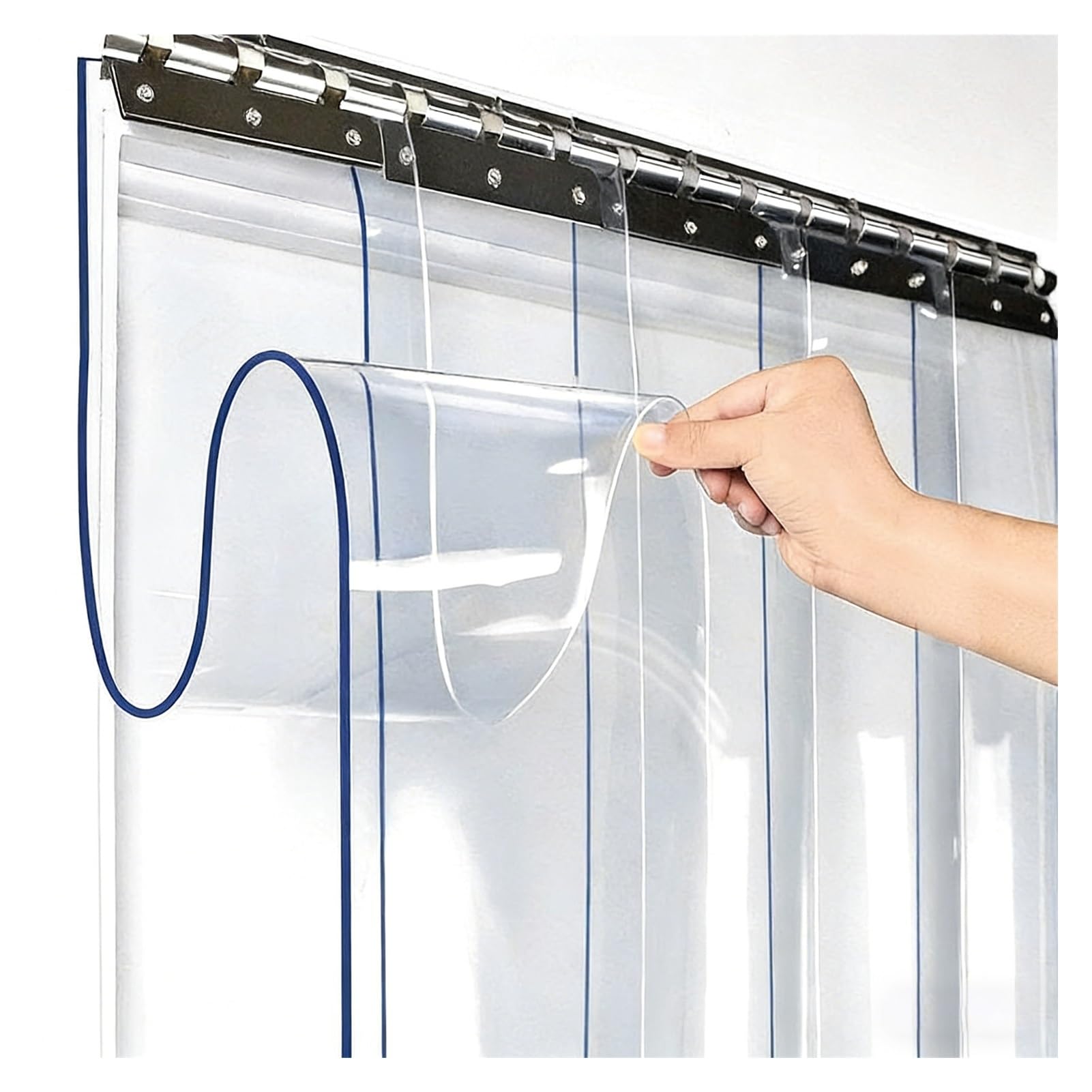 PVC Rideaux à Lamelles Bandes Porte Plastique Isolation Thermique Rideau Lanières Cuisine et Salle à Manger(135x250cm/53.15x98.43in)