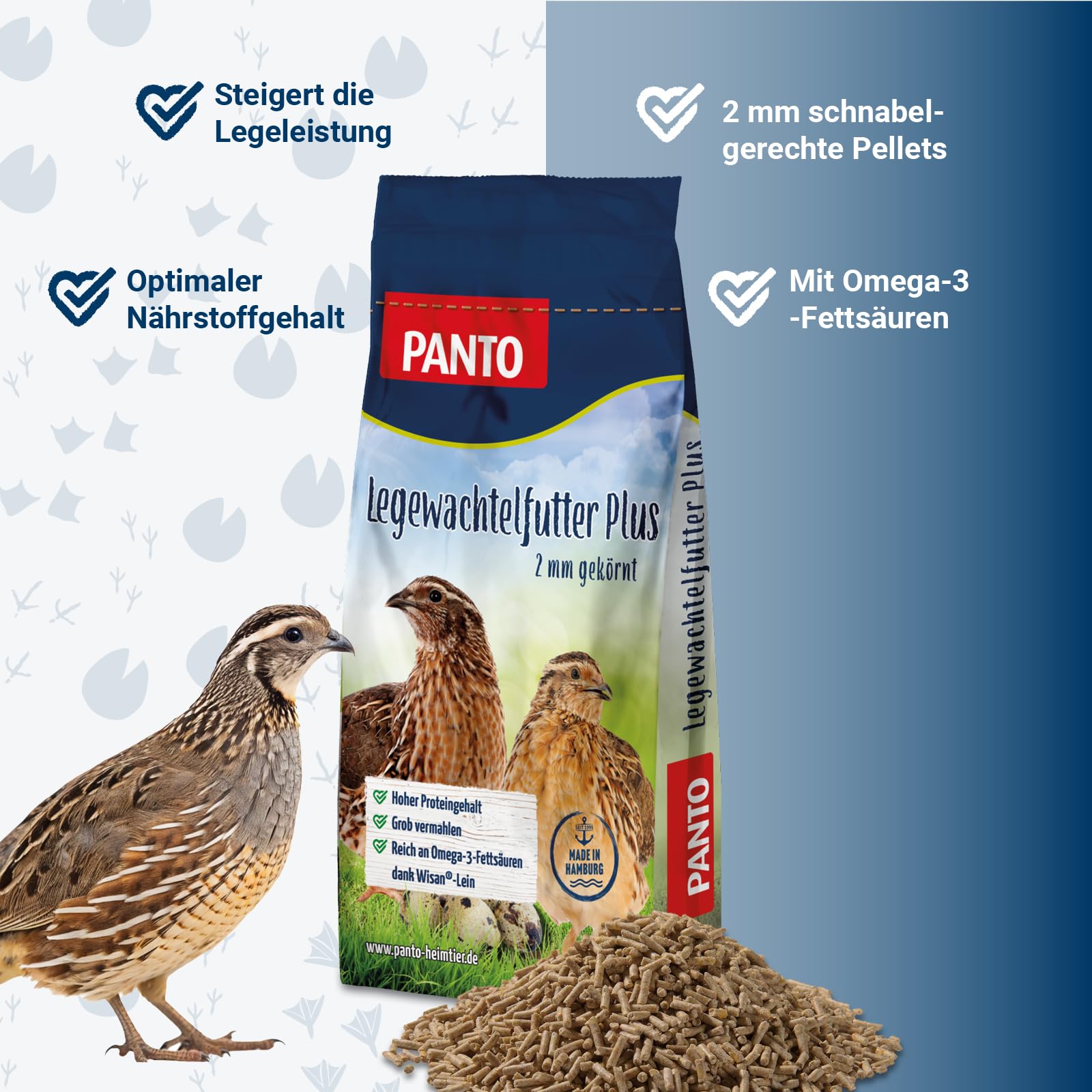 PANTO Legewachtel Plus 10 kg – gekörntes Wachtelfutter (2 mm) für optimale Legeleistung, Alleinfuttermittel für Legewachteln, Geflügelfutter