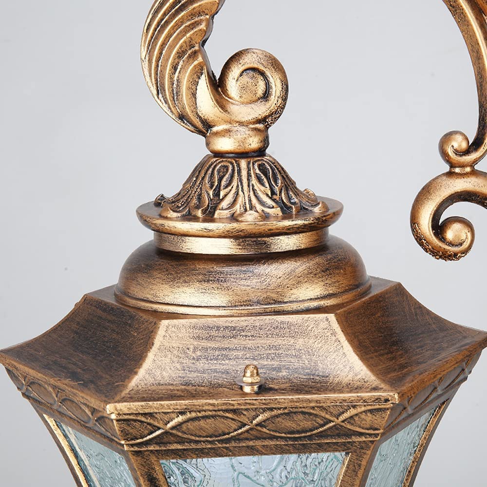Mocna I Trwała Lampa Słupkowa E27 Retro European Z 2 Głowicami, Tradycyjna, Wodoodporna, Aluminiowa Lampa Podłogowa, Zewnętrzna, Szklana, Do Ogrodu, Do Krajobrazu, N,Glass-210cm