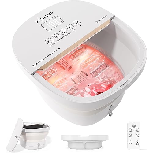 Collapasible Foot Spa Bath Massager with Heat, Pedicure Foot Spa with Bubbles and Jets/Timer/ Temperature Control, Feet Soak Tub for Home, Office, Relaxation and Stress Relief, Gift for Men and Women