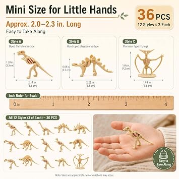 36PCS Dinosaur Bones, Mini Dinosaur Figures Fossils Party Decorations