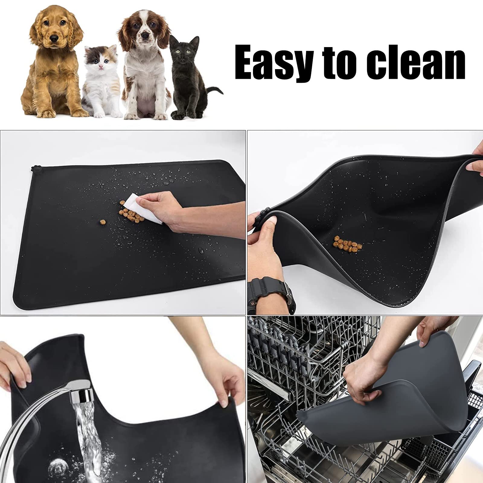PLOOHT Napfunterlage Katzen Hund, Silikon Futtermat Produktbild-Vorschau 1