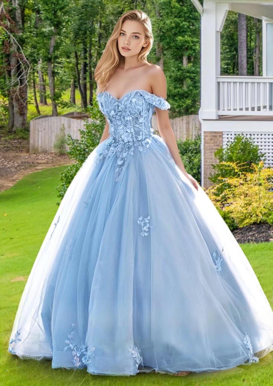 2026 Quinceanera Dress Puffy Tulle Floral Lace Applique Off Shoulder Corset Long Prom Dresses Party Gown 216