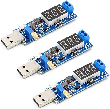 LIKENNY DC-DC USB Step-Up/Step-Down Converter 3-Pack Voltage Regulator Power Supply Module 5V to 3.3V 9V 12V 24V Step-Up Step-Down Power Supply Module
