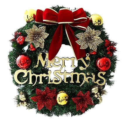 Aoile Christmas Wreaths Garlands Hanging Front Door Decoration Seasonal D cor for Christmas/Holidays Small Pine 30CM