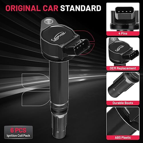 Vista 71 de BDFHYK Paquete de bobinas de encendido UF596 y bujías de iridio 93501 compatibles con Toyota Corolla 2009 2010 2011 2012 2013 Toyota Prius Matrix