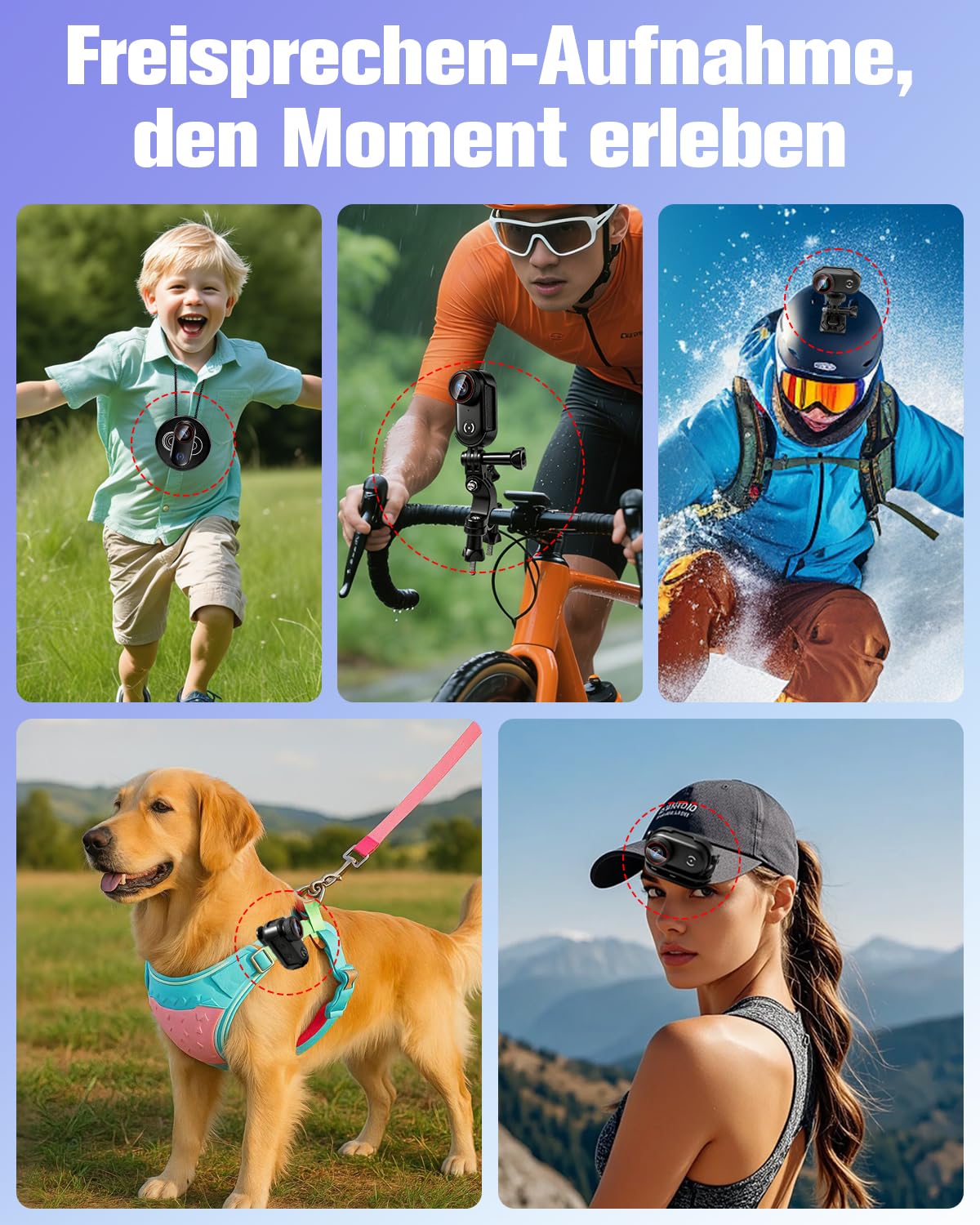 Action Cam 4k, WiFi Bodycam Mini Körperkamera Actionkamera 120° Weitwinkel, Helmkamera Motorrad 150 Min Akkulaufzeit, POV Kamera Sportkamera, Radfahren, Motorradfahren, Reisen, Haustiere und Vlogging