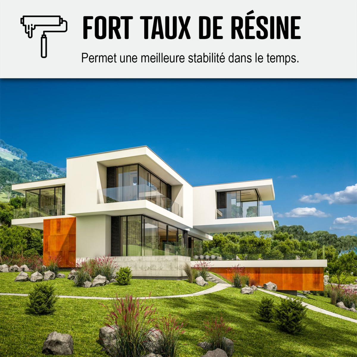 ARCANE INDUSTRIES Peinture Façade Hydrofuge Acrylique - Mur, Crépi, Béton - Imperméable Haute Résistance 15 Ans - 10 L (+ ou - 60 m² en 1 Couche) Blanc
