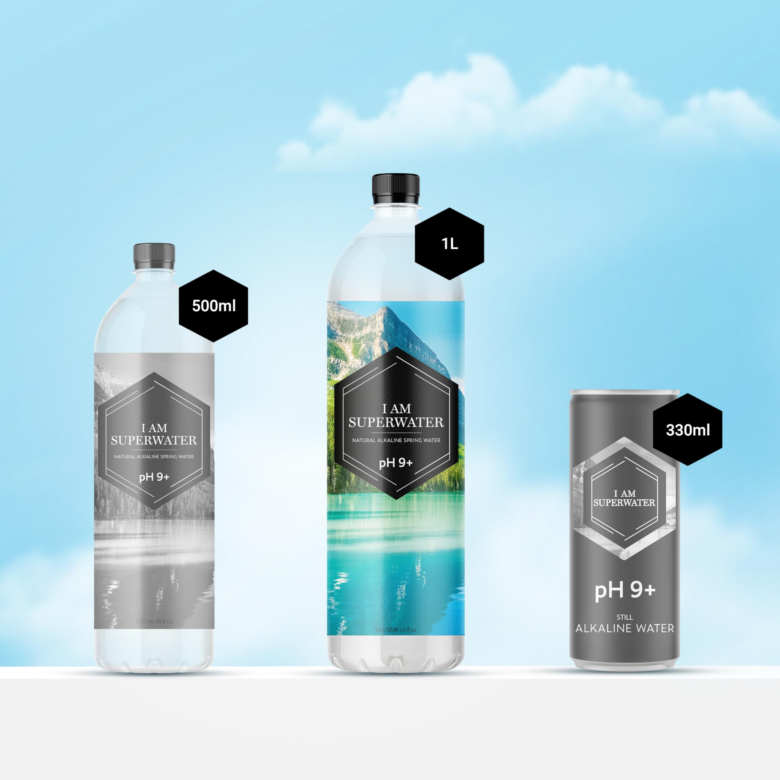 Agua alcalina pH 9.4 (básica) – 1000 ml 6-pack I am Superwater x 3 (total 18 botellas/3 bandejas)
