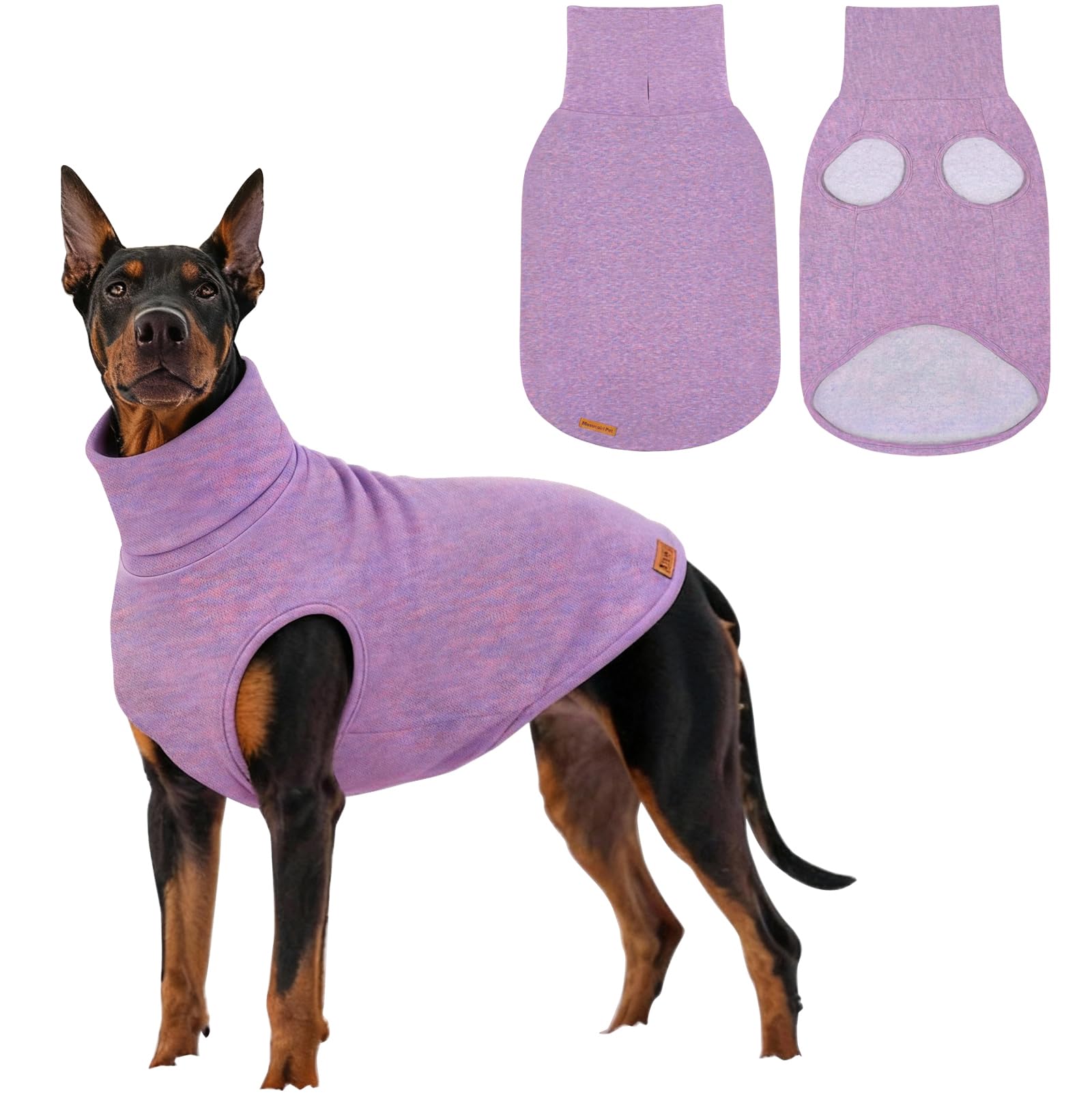 Pull à col roulé pour chien contre le froid vêtement polaire chaud violet 4XL