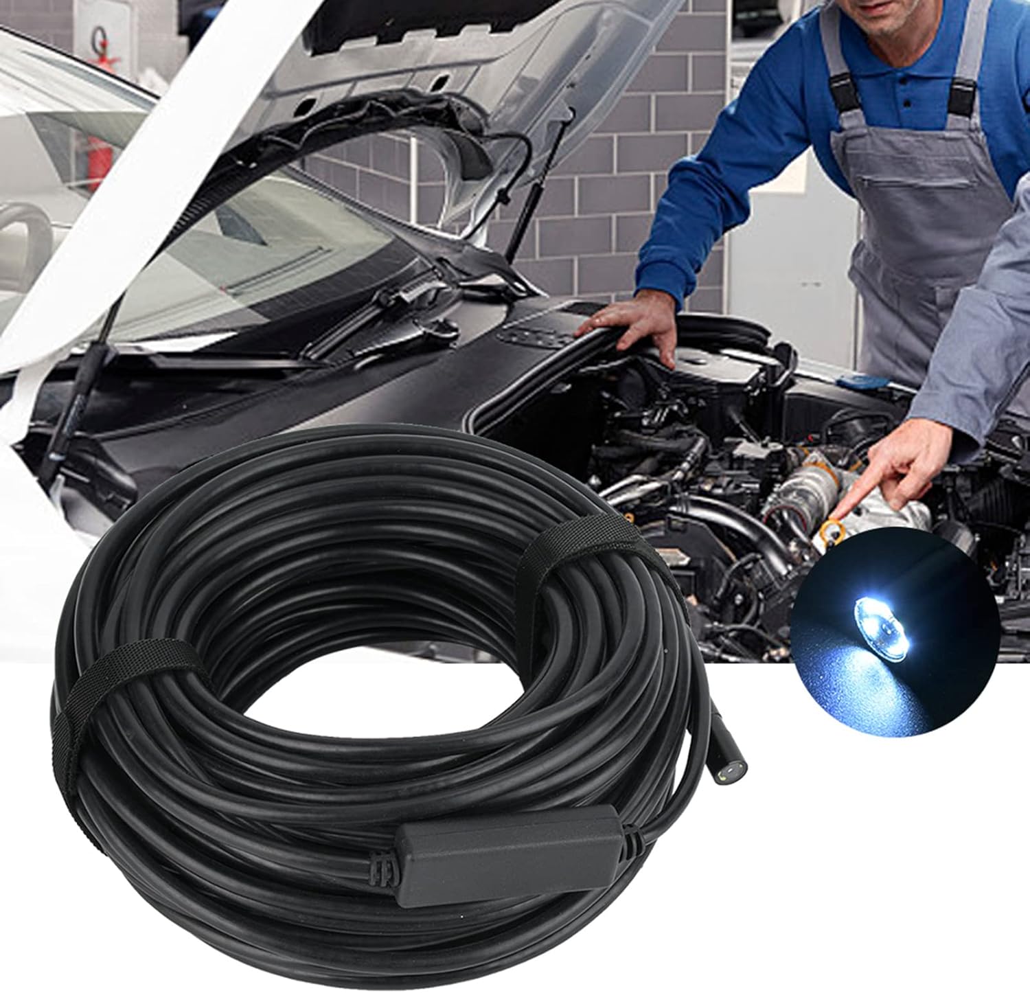 Endoscope Camera, Length of 20m Cable, with Camera and Recording Function, Suitable for Inspection of Pipeline Sewers,Etc.