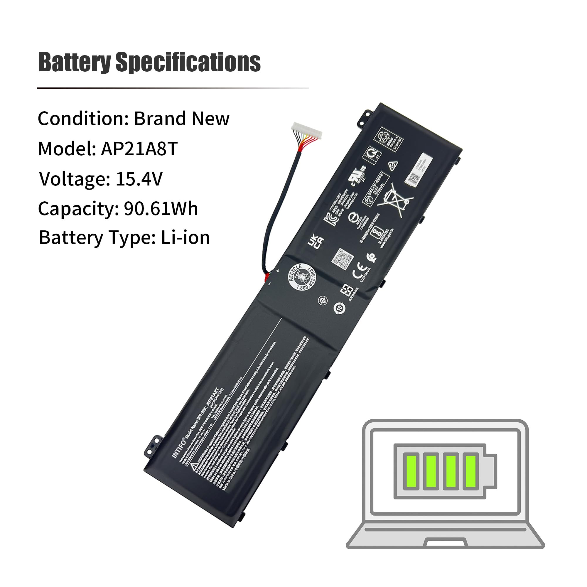 Amazon.com: INTIFO 90.61Wh AP21A8T Laptop Battery Compatible with