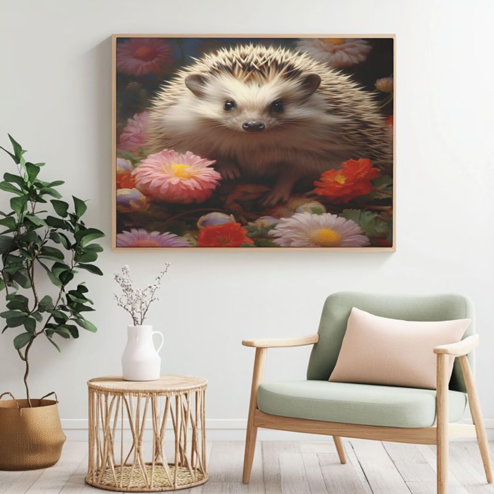 Kit per pittura con numeri di riccio per adulti, pittura con numeri, margherite, acrilico con numeri per adulti/principianti, pittura ad olio per decorazione da parete della casa, 90 x 65 cm,