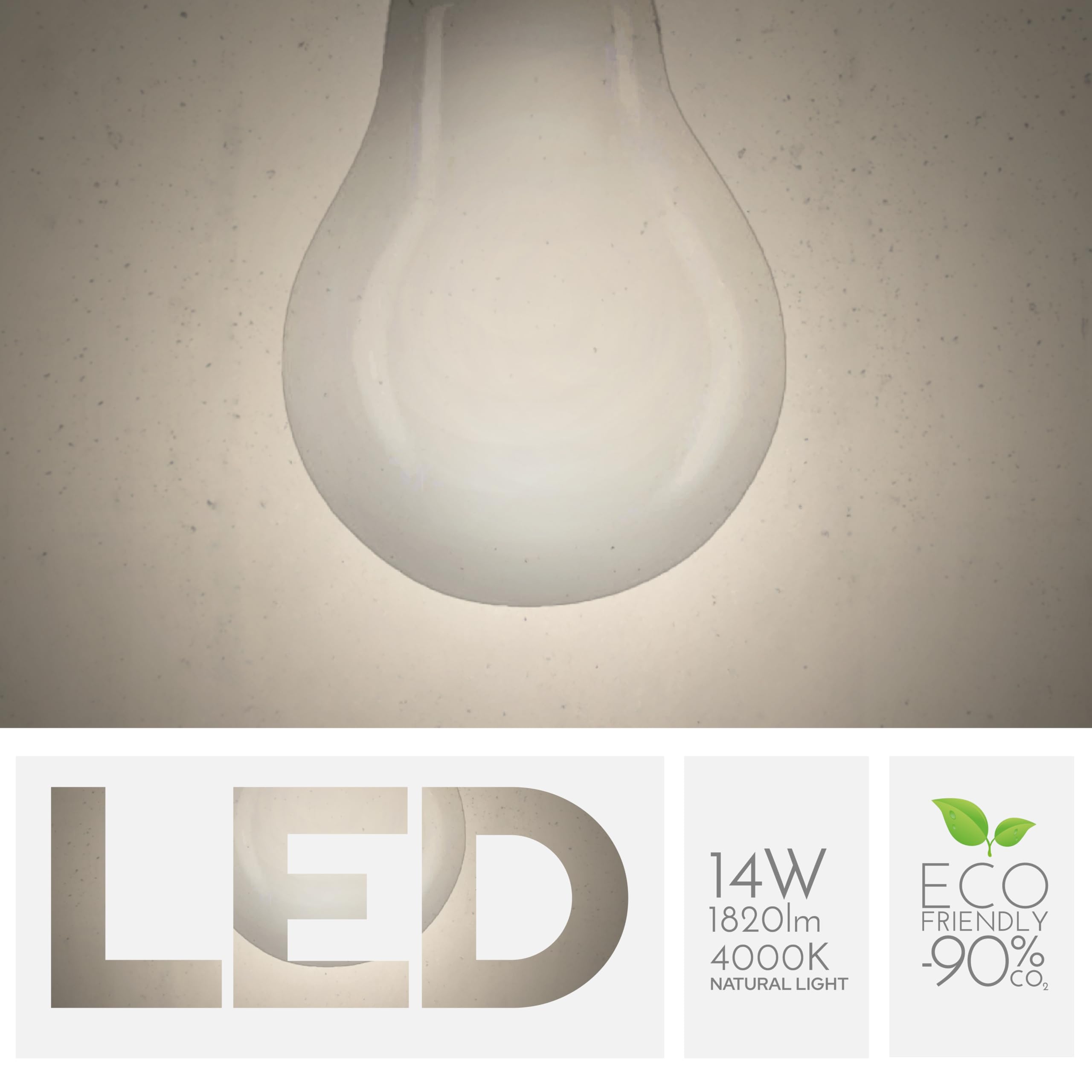 Lampadina Goccia 14W Pari a 140W, E27, Vetro Milky, 4000K Luce Naturale, filamento LED dritto, 1820 Lumen, Pack 10 Pezzi