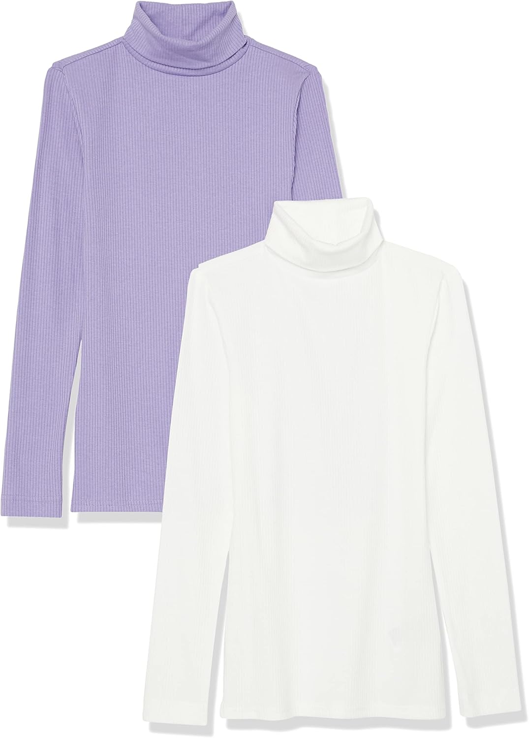 Amazon Essentials Women's Slim-Fit Layering Long Sleeve Knit Rib Turtleneck Top (Available in Plus Size), Pack of 2