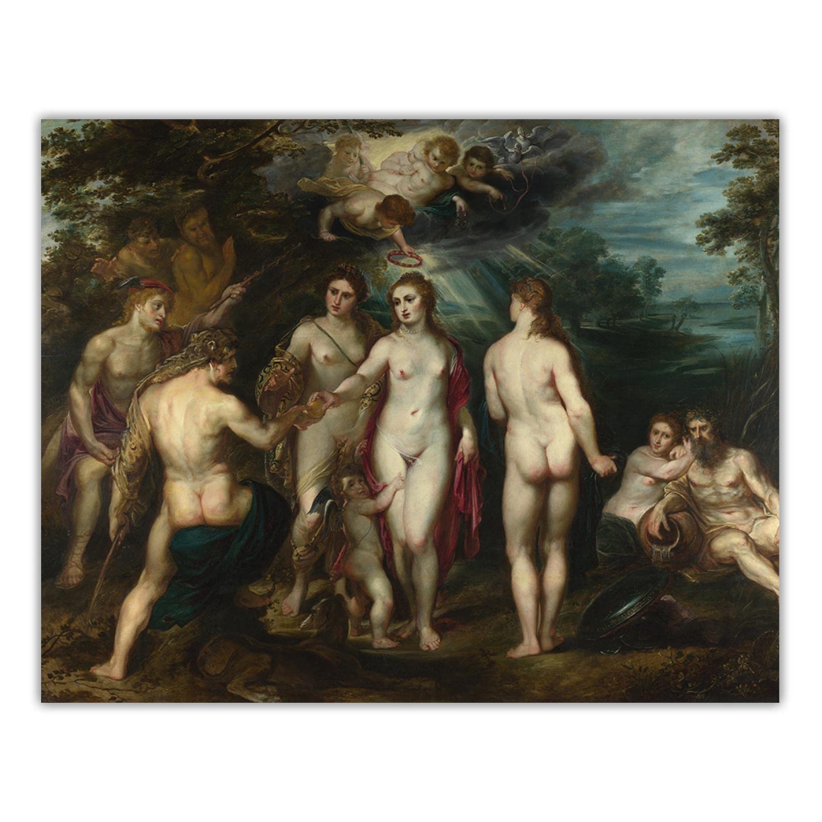 Znani artyści Peter Paul Rubens obraz na płótnie plakat artystyczny i druki-reprodukcje druk na płótnie - obrazy ścienne na płótnie do dekoracji salonu / (wyrok Paryża) 80 x 96 cm (81,3 x 96,5 cm)