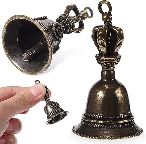 Milisten 2 campanas, campanas de llamada de servicio vintage, campanas de oración de meditación, cascabeles de boda, campanas de mano tibetanas de