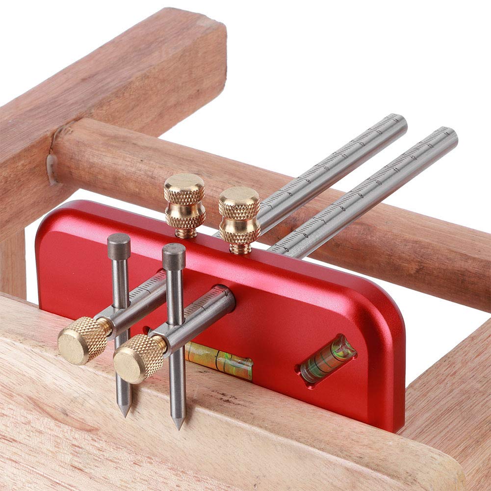 Linearer Anreißer für die Holzbearbeitung, Zimmermannswerkzeug aus Aluminiumlegierung mit Rutschfesten Zähnen und Stoßfester Wasserwaage aus Acryl, für Genaue Markierungen bei