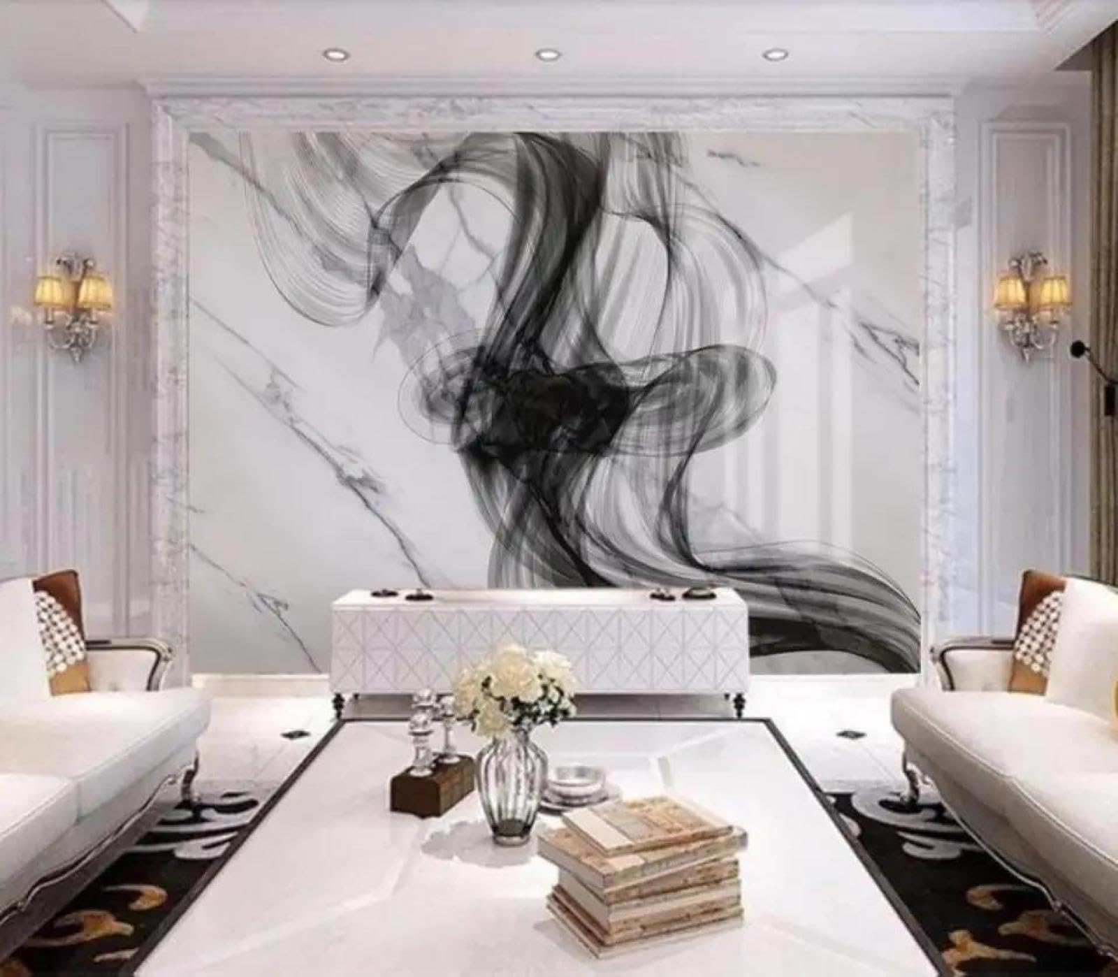 Papier peint mural minimaliste en tissu non tissé ILIYA effet 3D haut de gamme