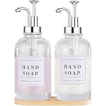Pollock Glass Soap Dispenser with Silver Pump,Tray,Funnel, 500ml/16.9oz