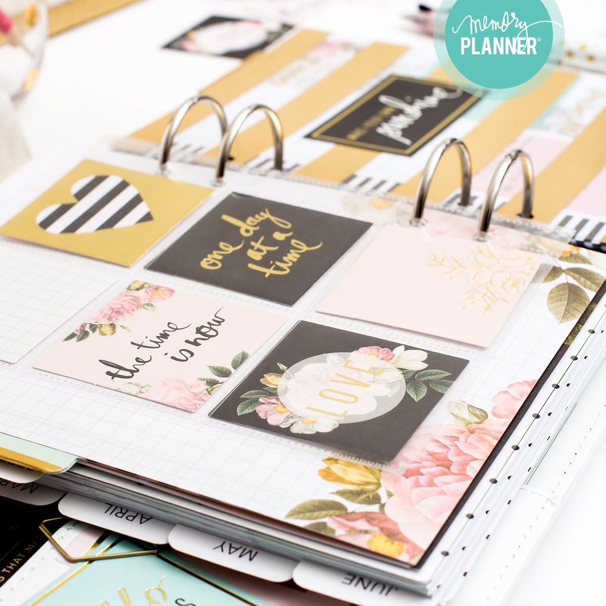 Heidi Swapp Large Memory Planner by American Crafts | Gold and White Striped | 122 Pieces