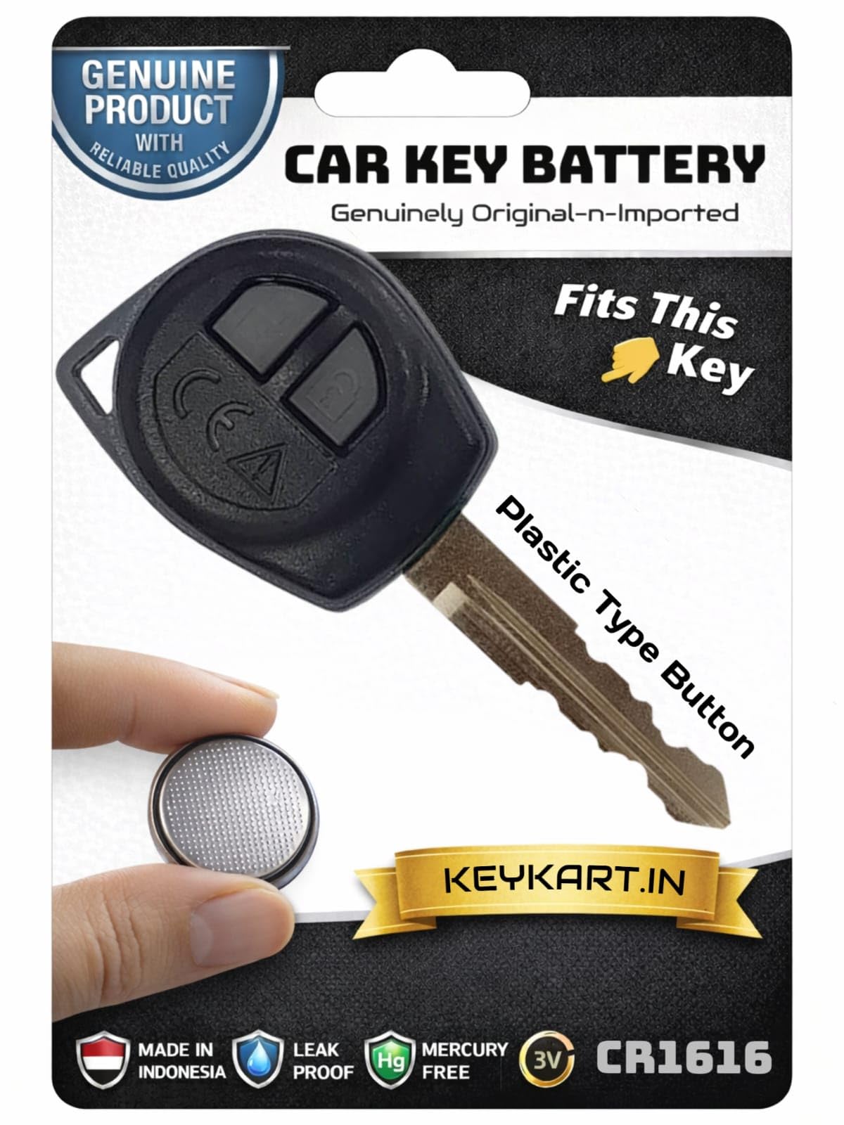 3V Lithium Coin Battery Cell - Maruti Suzuki Car Remote Key Battery I KEYFOB I Smart Key Battery, Original-n-Genuine Automotive Series I *CR1616/SUZ/007* (Pack for 1 Key)-image-0