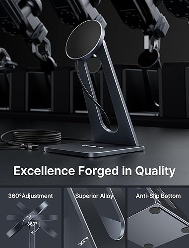 Miniatura 4 de Soporte de cargador inalámbrico MagSafe para iPhone 17, cargador magnético JSAUX para iPhone 17 Air Pro Max1615141312Airpods, aleación de aluminio,