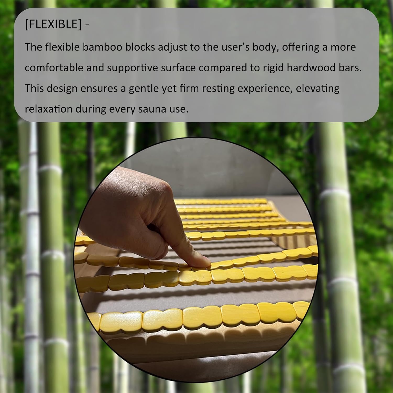Natural Bamboo Sauna Backrest, More Flexible Than Wood, Better Fits Your Back, Features Anti-Slip Rubber Pad. Sauna Accessory Set (1 Pack)