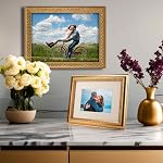 8x10 Gold Scrollwork Motif Embossed Ornate Classic Picture Frame with High Gloss Rim, Matted for 5x7 inches Photos, Real Glass Protection