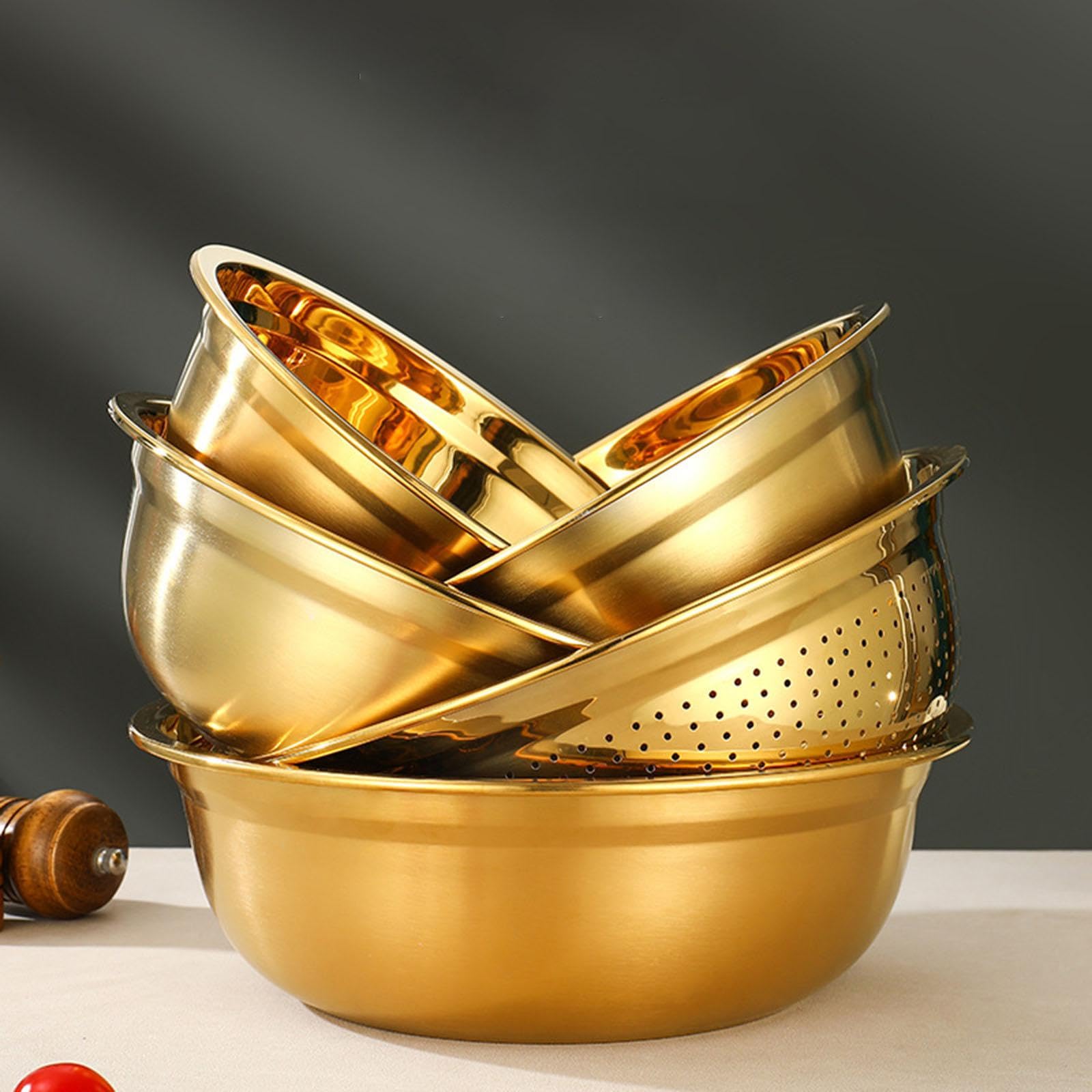 the style sutra stainless steel kitchen colander bowl set with basin for washing fruit pasta 18cm