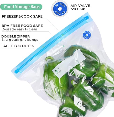 Miniatura 6 de Sous Vide Bolsas reutilizables 27 unidades, bolsa selladora al vacío de alimentos sin BPA, bolsas de almacenamiento de alimentos, bolsas con