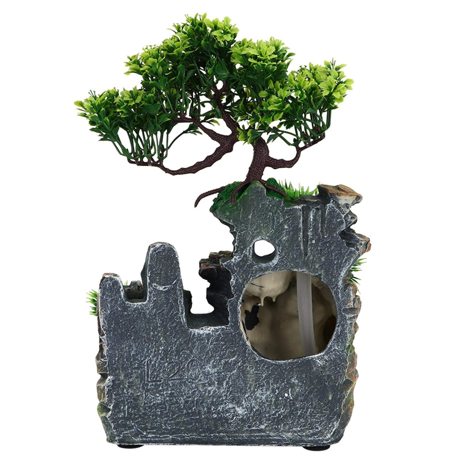Fontanna na biurko, fontanna LED z wodospadem ze zmianą koloru, wewnętrzna fontanna na biurko do dekoracji biurka Symulacja Rockery Humidifier Decor (EU 220V)