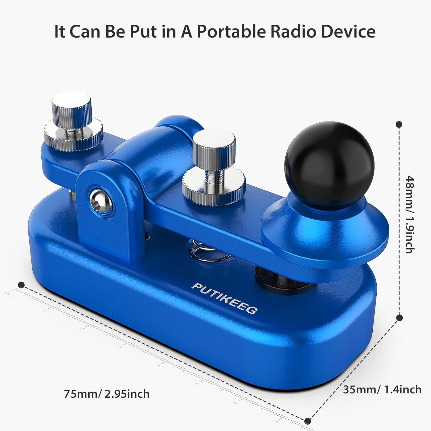 Mini Morse Radio Key CW HAM Send Telegram Double Paddle Morse Code Key with Aluminum Alloy Body Base Blue(S)