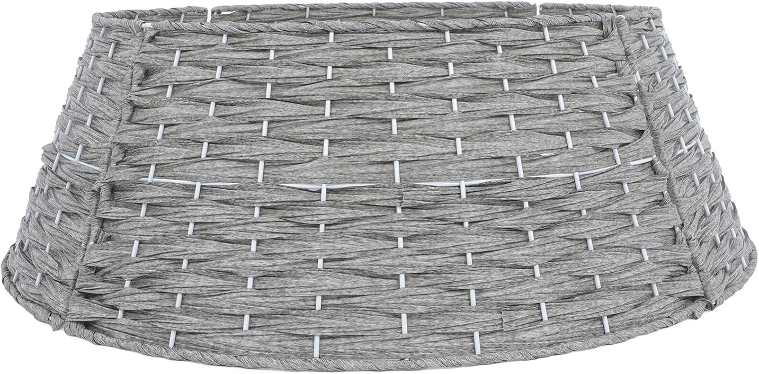 Christmas Tree Collar and Skirt Large Grey Woven Xmas Tree Skirt for Farmhouse Holiday Cover Seasonal Xmas Decor