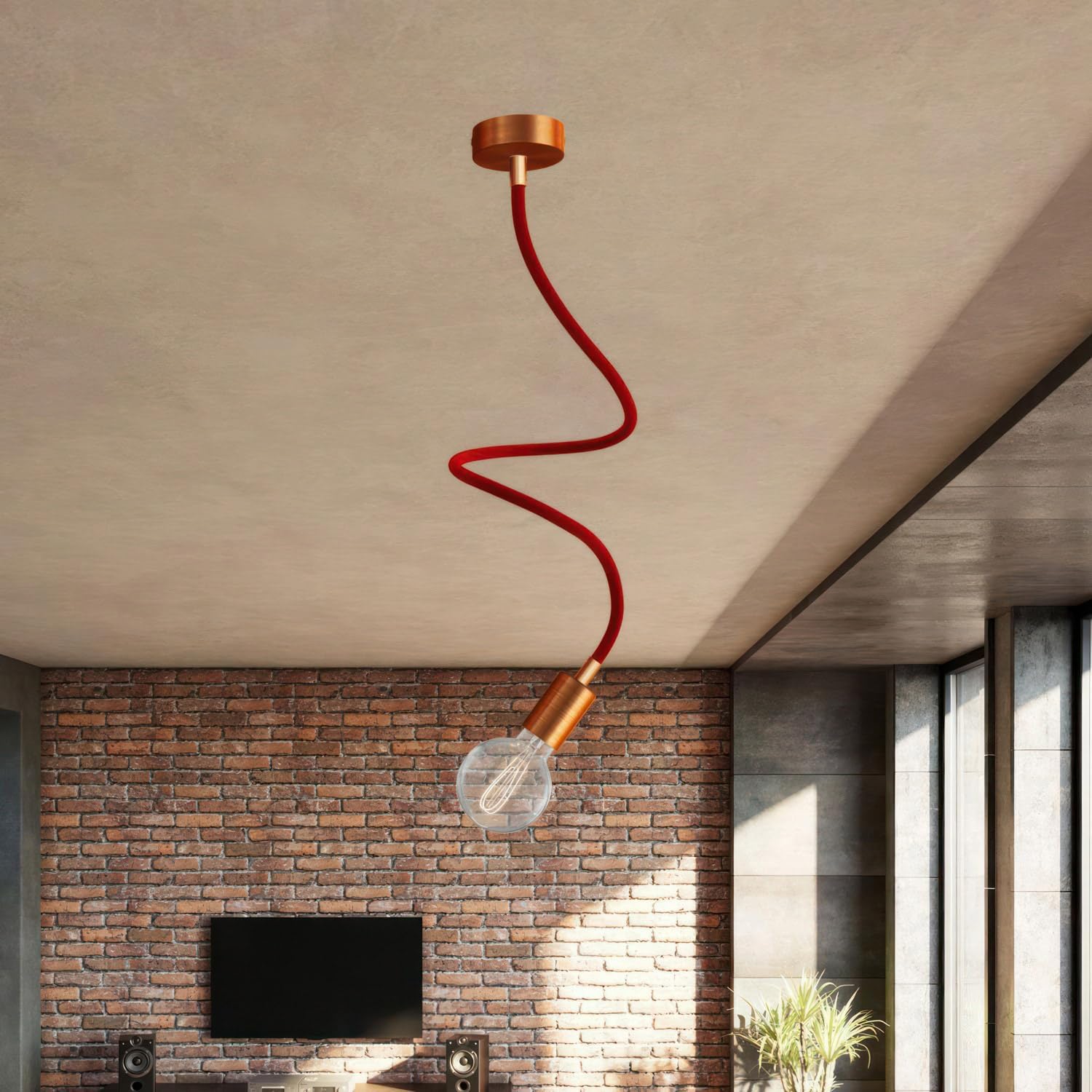 Flexible Extension Tube in Red Fabric with Metal Terminals by Creative Cables