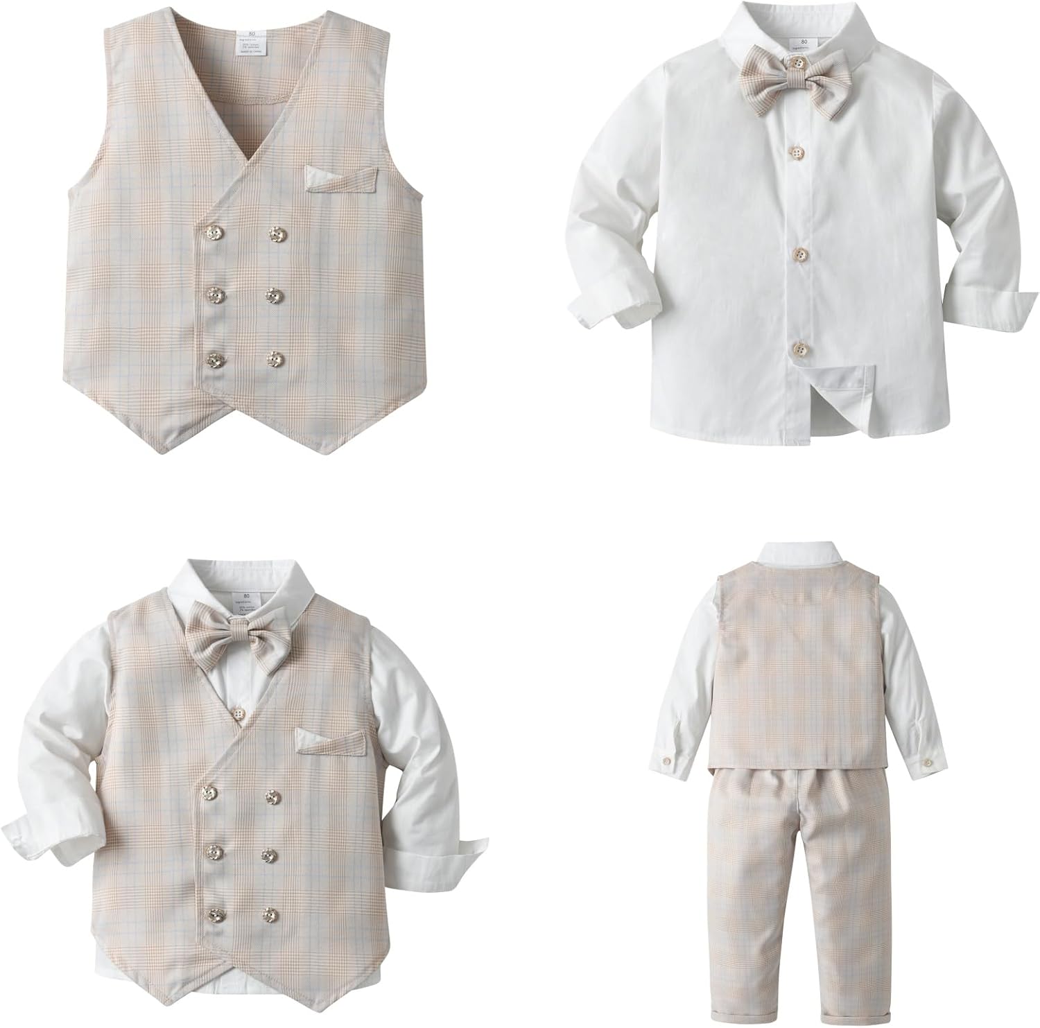 Mud Kingdom Boys Suits for Weddings White Shirts, Vests and Pants Clothes Sets - Image 5