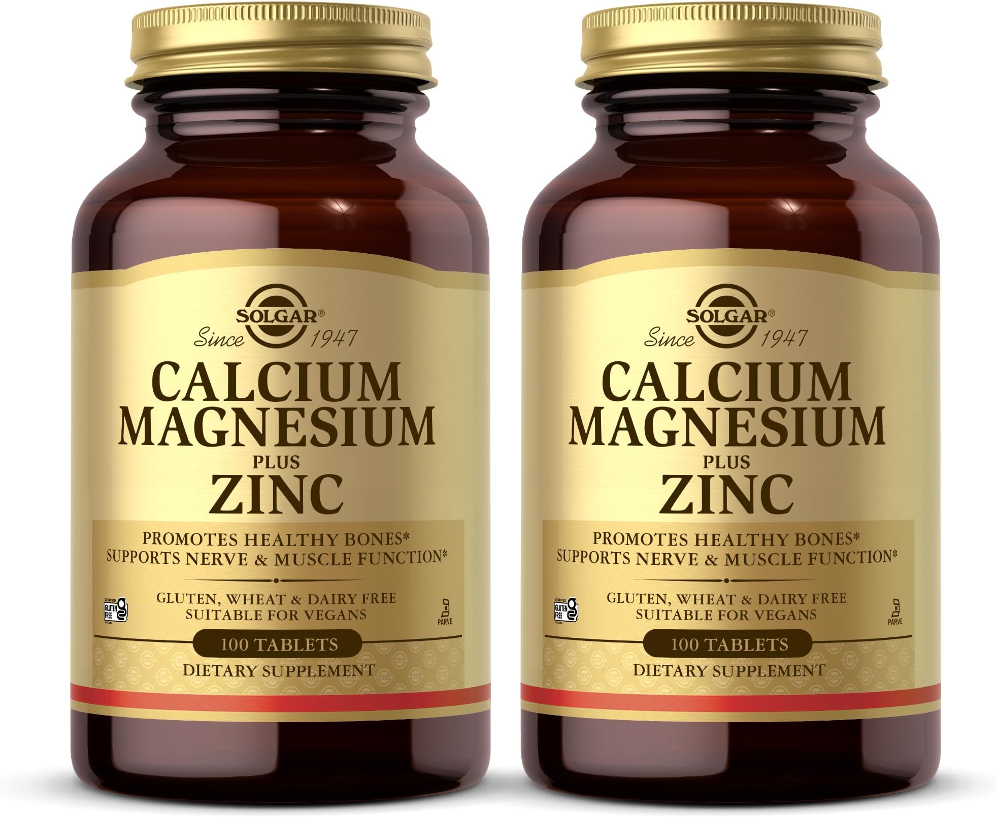 Solgar Calcium Magnesium Plus Zinc 100 Tabs 2-Pack