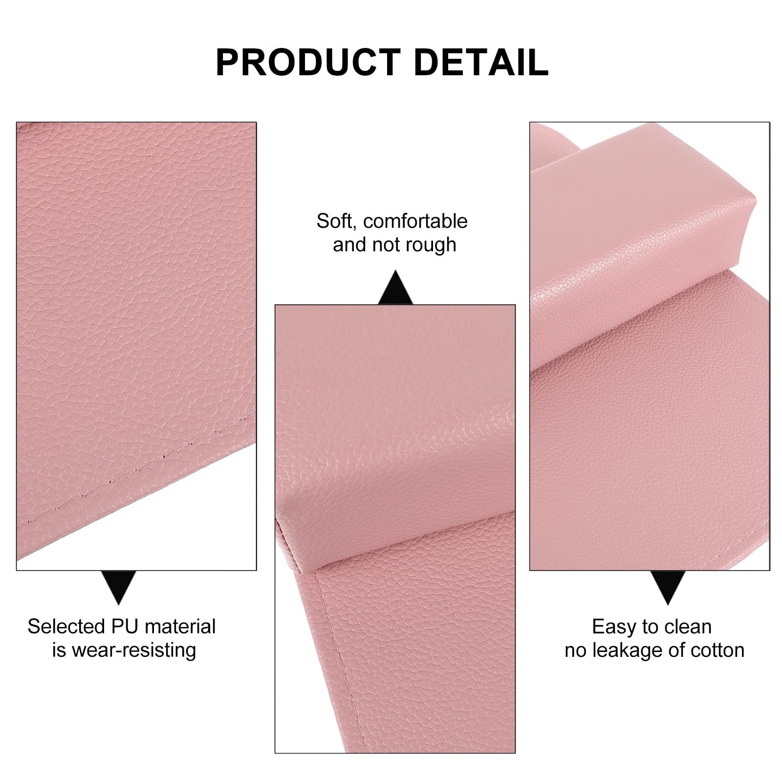Kit de 2piezas Reposamanos para Manicura de Cuero Pu Rosa Soporte Firme y Cómodo para Entrenamiento de Uñas y Protección de Mesa