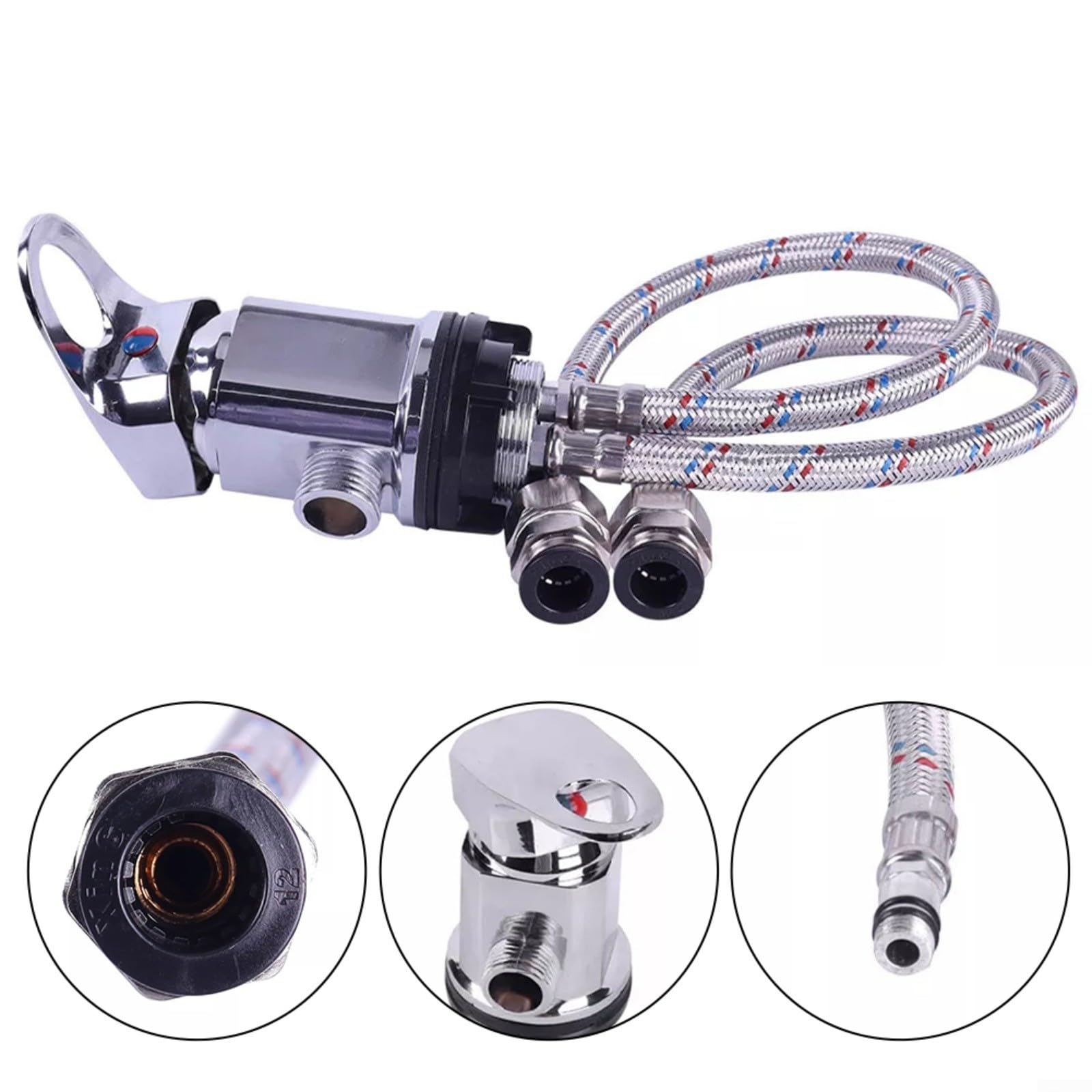 Rubinetti per roulotte con microinterruttore, miscelatore per doccia RV con code in acciaio inossidabile da 800 mm, leva singola per controllo caldo e freddo, per camper e camper