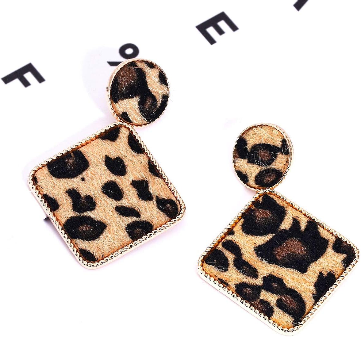 Leopard Dangle Earrings for Women Statement Snakeskin Square Drop Earrings Disc Earring Studs Fashion Jewelry - Image 3