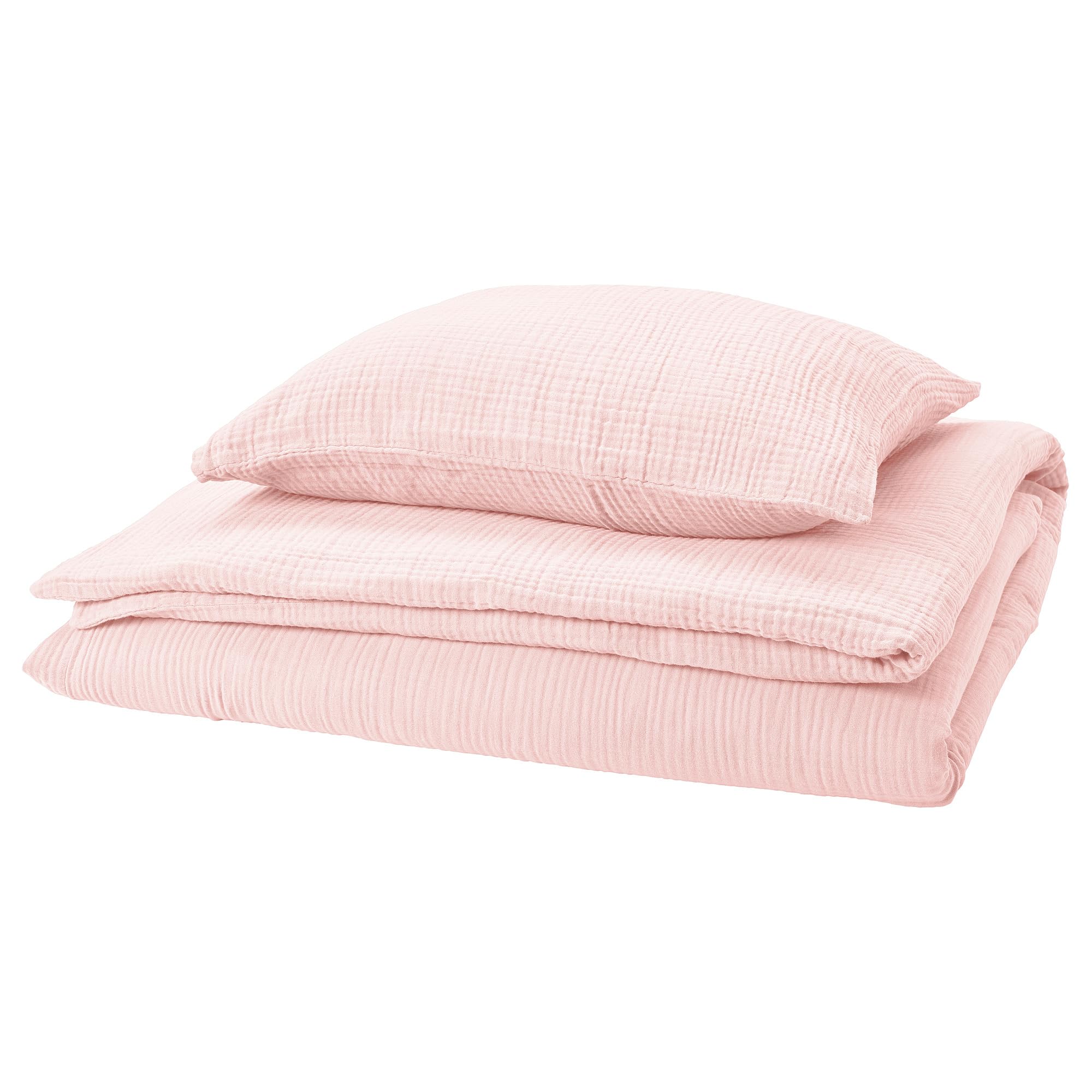 Housse de couette 150x200 rose pâle lit 1 personne avec taie 50x60